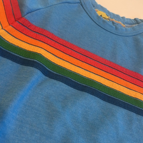 Super Rare Blue Aviator Nation Rainbow Crewneck- SMALL - Picture 3 of 13